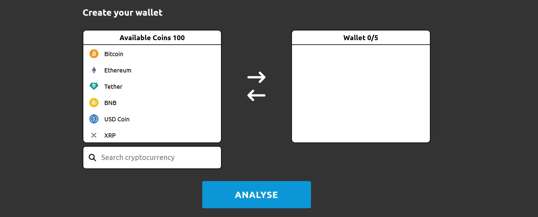 On the image you can see a our form to generate cryptocurrency wallet